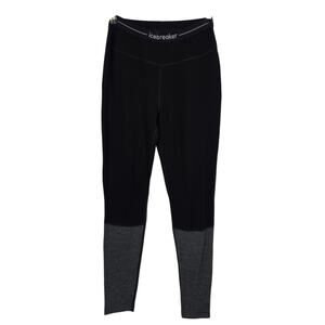 NWT Icebreaker Black & Gray W Zone Knit 260 Wool Base Layer Leggings Size M